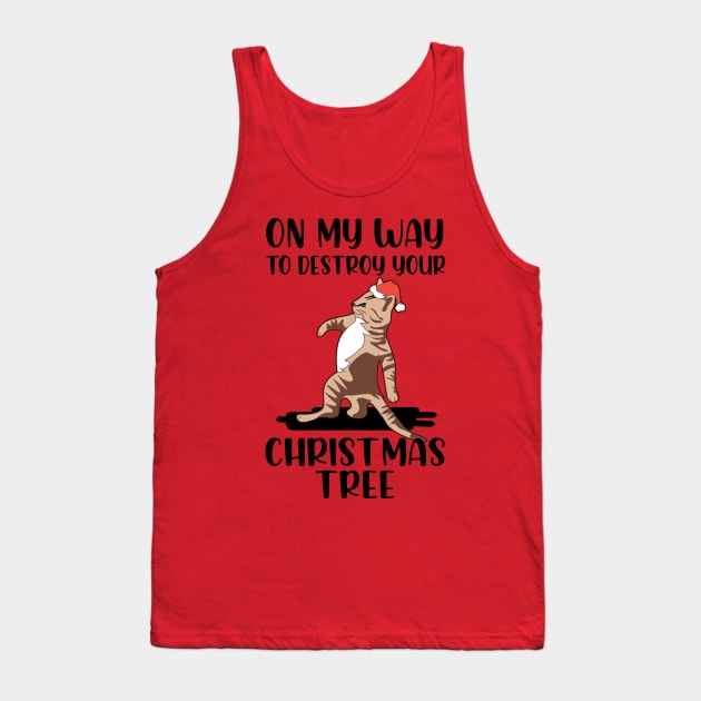 Cats Christmas. Destroy Christmas Tree. Tank Top by KsuAnn